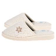 Γυναικεία παντόφλα μάλλινη εκρού Ελληνικής κατασκευής