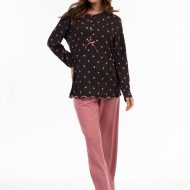 Γυναικεία σετ πιτζάμα μαύρη πουά με καρδούλες ιντερλοκ cotton ελληνικής κατασκευής Γυναικείες Πιτζάμες Amaryllis Slippers Γυναικεία σετ πιτζάμα μαύρη πουά με καρδούλες ιντερλοκ cotton ελληνικής κατασκευής