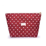 Χειροποίητο τσαντάκι νεσεσέρ καλλυντικών μπορντό καρδούλες ελληνικής κατασκευής