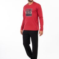 Ανδρική σετ πιτζάμα κόκκινη Brooklyn New York Interlock βαμβακερή ελληνικής κατασκευής Ανδρικές Πιτζάμες Amaryllis Slippers 3