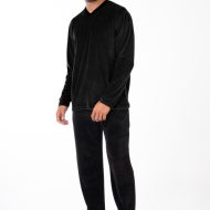 Ανδρική σετ πιτζάμα βελούδο μαύρο ελληνικής κατασκευής Ανδρικές Πιτζάμες Amaryllis Slippers 3