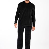 Ανδρική σετ πιτζάμα βελούδο μαύρο ελληνικής κατασκευής Ανδρικές Πιτζάμες Amaryllis Slippers Ανδρική σετ πιτζάμα βελούδο μαύρο ελληνικής κατασκευής