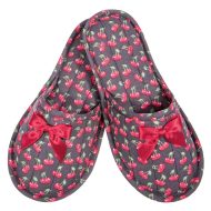 Γυναικεία παντόφλα υφασμάτινη κερασάκι γκρι βαμβακερή Ελληνικής κατασκευής