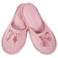 Γυναικεία παντόφλα υφασμάτινη λαχούρι σομόν βαμβακερή Ελληνικής κατασκευής