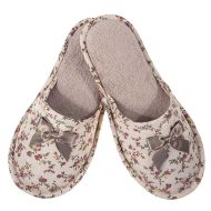 Γυναικεία παντόφλα υφασμάτινη μόκα εμπριμέ λουλούδι βαμβακερή Ελληνικής κατασκευής