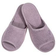 Γυναικεία παντόφλα πετσετέ ανοιχτή δωματίου Μώβ βαμβακερή Ελληνική