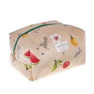 Χειροποίητο μικρό τετράγωνο νεσεσέρ καλλυντικών μπεζ φρούτα ελληνικής κατασκευής