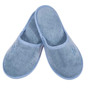 Γυναικεία παντόφλα πετσετέ dusty blue πεταλούδα βαμβακερή Ελληνικής Κατασκευής