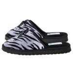 Γυναικεία παντόφλα μαύρο fleece ζέβρα με φιόγκο Ελληνικής κατασκευής