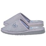 Γυναικεία παντόφλα πετσετέ γκρί Βαμβακερή Ελληνική