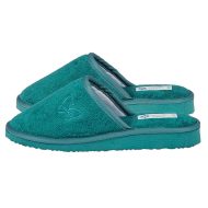 Γυναικεία παντόφλα πετσετέ πετρόλ Ελληνικής κατασκευής