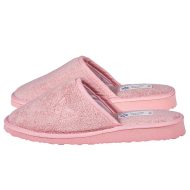 Γυναικεία παντόφλα πετσετέ σομόν Ελληνικής κατασκευής