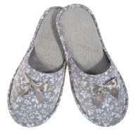 Γυναικείες Παντόφλες "Γκρι Λουλούδι" – Χειροποίητες Ελληνικής Κατασκευής