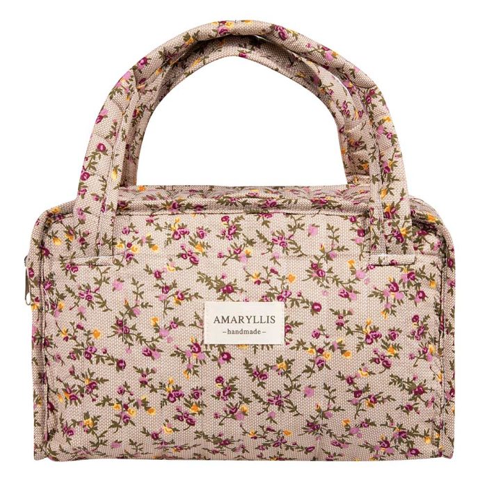 Χειροποίητο Βαμβακερό Νεσεσέρ "Τσάντα" Μόκα Λουλούδι Amaryllis Slippers – Ελληνικής Κατασκευής