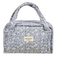 Χειροποίητο Βαμβακερό Νεσεσέρ "Τσάντα" Γκρι Λουλούδι Amaryllis Slippers – Ελληνικής Κατασκευής