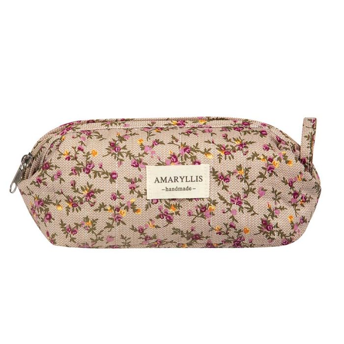 Χειροποίητο Βαμβακερό Νεσεσέρ "Κασετίνα" Μόκα Λουλούδι Amaryllis Slippers – Ελληνικής Κατασκευής