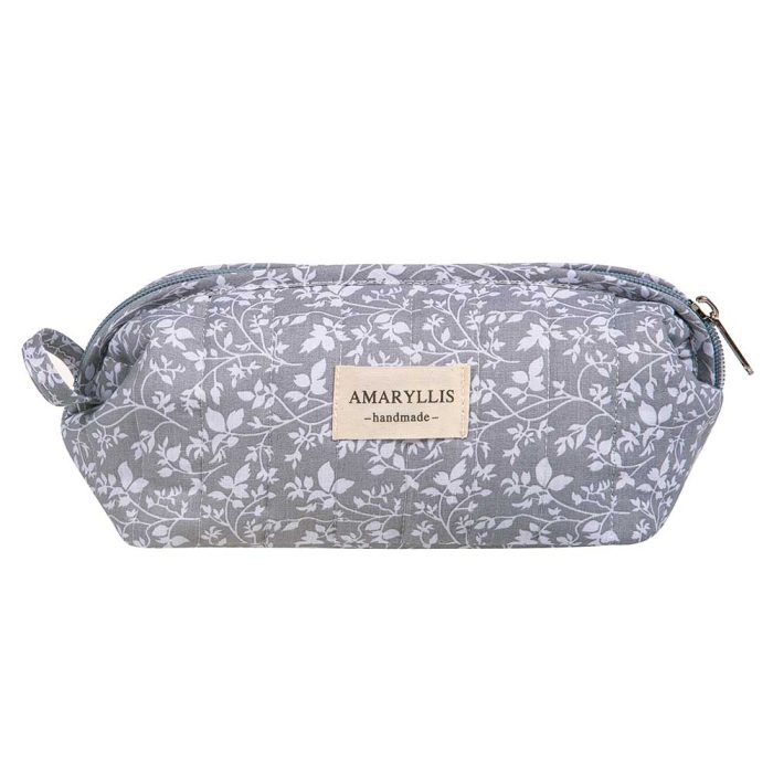 Χειροποίητο Βαμβακερό Νεσεσέρ "Κασετίνα" Γκρι Λουλούδι Amaryllis Slippers – Ελληνικής Κατασκευής