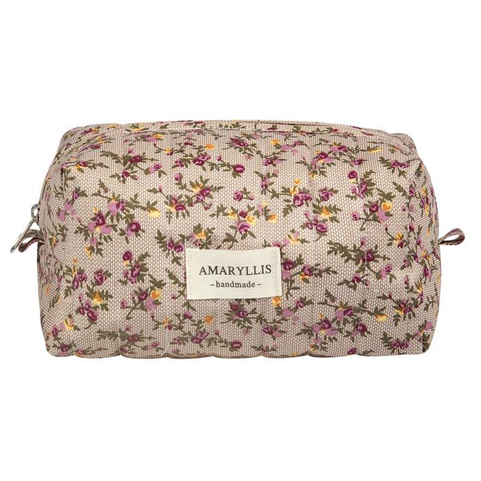 Χειροποίητο Βαμβακερό Νεσεσέρ Μεγάλο "Μπαουλάκι" Μόκα Λουλούδι Amaryllis Slippers – Ελληνικής Κατασκευής