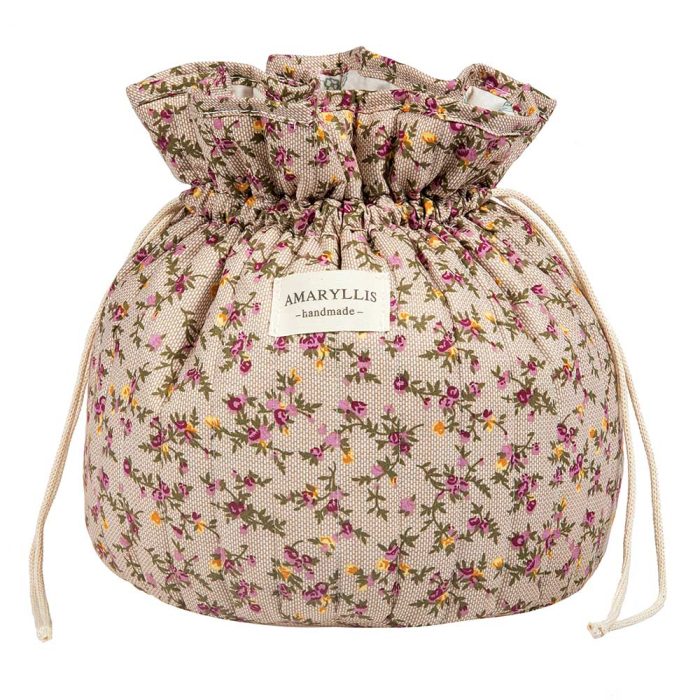 Χειροποίητο Βαμβακερό Νεσεσέρ "Πουγκί" Μόκα Λουλούδι Amaryllis Slippers – Ελληνικής Κατασκευής