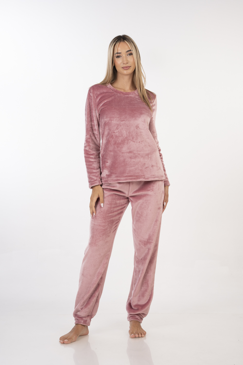 Γυναικεία Σετ Πιτζάμα Fleece Μονόχρωμο σε χρώμα Σάπιο Μήλο Γυναικείες Πιτζάμες Amaryllis Slippers 2 Γυναικεία Σετ Πιτζάμα Fleece Μονόχρωμο σε χρώμα Σάπιο Μήλο - Image 2